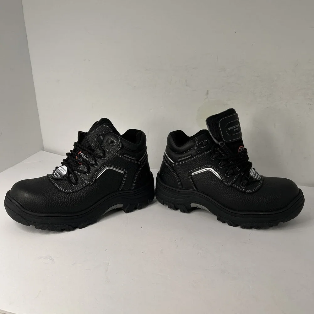 Skechers Burgin Sosder Black Comp Toe Work Boots Men Size 9 Workwear Tough Boots